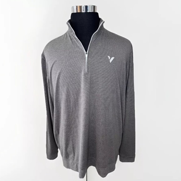 Johnnie O Shirt Sz XL Vaughn Performance Gray Striped Mens Pullover 1/4 Zip Surf - Picture 1 of 11